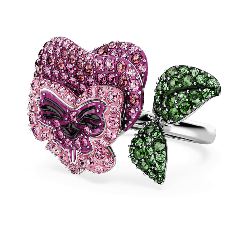swarovski alice in wonderland cocktail ring  flower  multicolored  rhodium plated