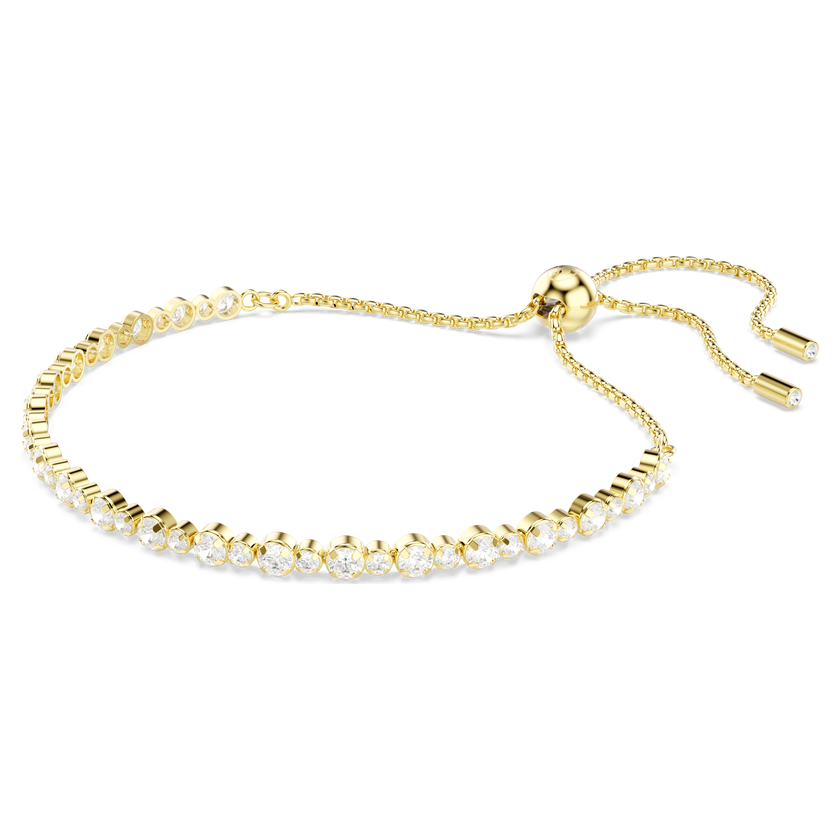swarovski matrix tennis bracelet  round cut  white  gold tone plated