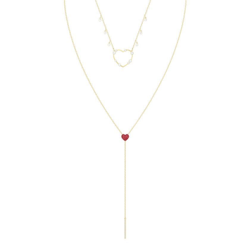 OXO Necklace, Red, Gold plating