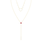 OXO Necklace, Red, Gold plating