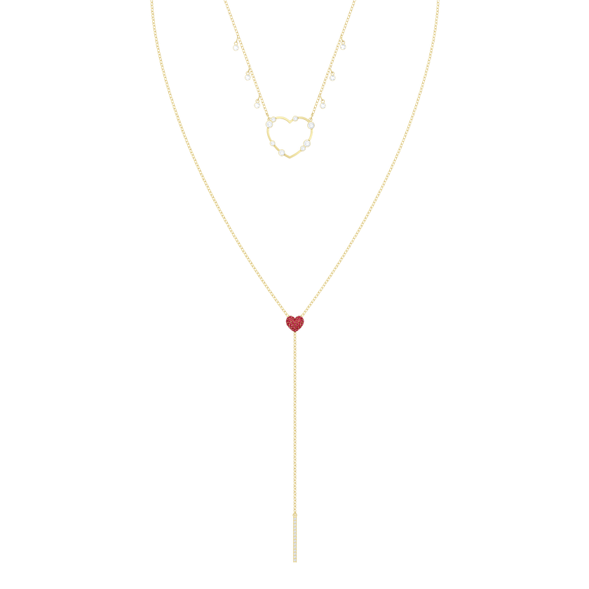 OXO Necklace, Red, Gold plating