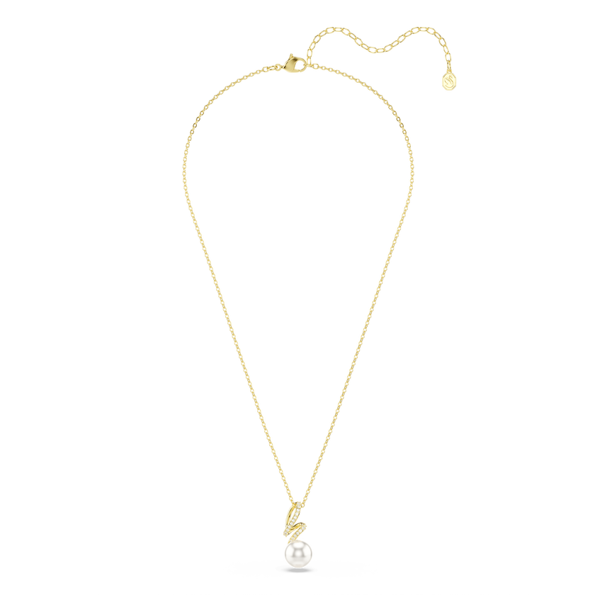 swarovski gabriella pendant  crystal pearl  round cut  white  18k gold finish