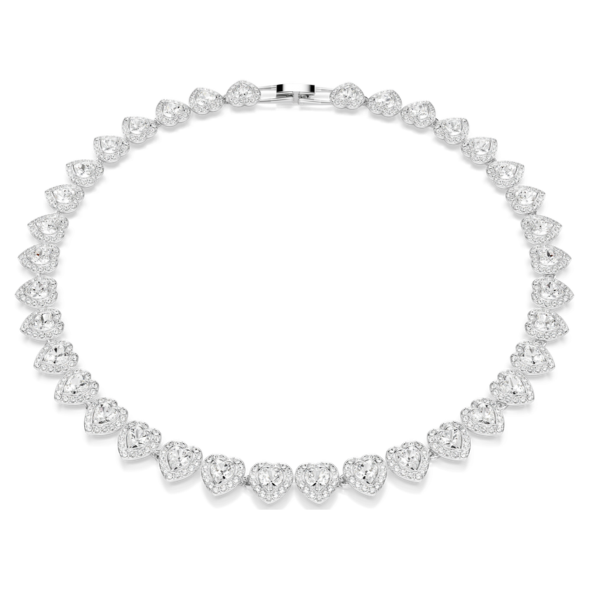 ariana grande x swarovski tennis necklace  mixed cuts  heart  white  rhodium plated