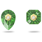 swarovski numina stud earrings asymmetrical green gold tone plated