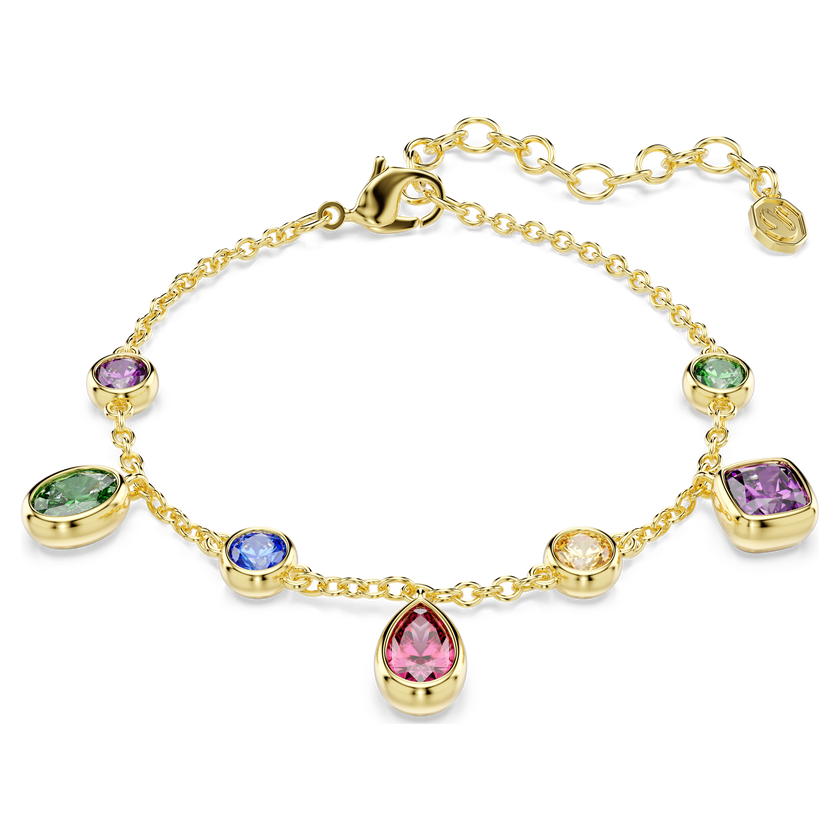 swarovski imber bracelet  mixed cuts  multicolored  18k gold finish