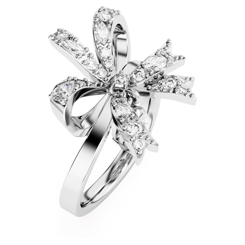 swarovski volta cocktail ring  bow  small  white  rhodium plated