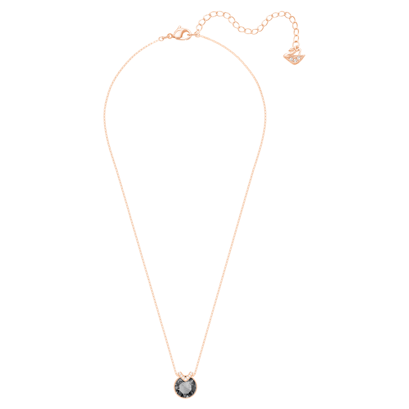 swarovski bella v pendant  round cut  gray  rose gold tone plated