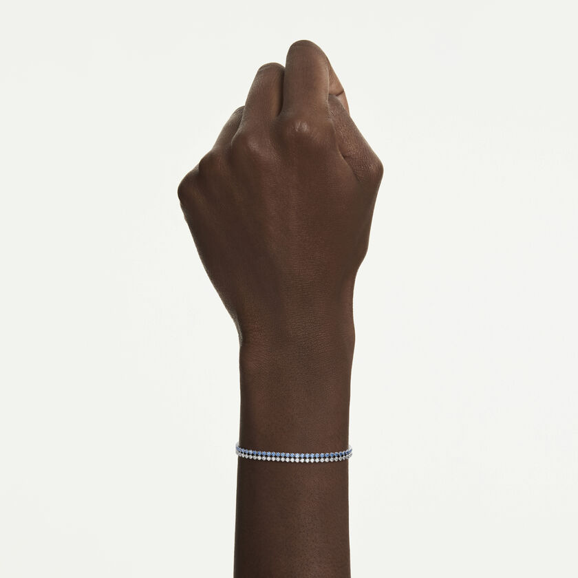 swarovski matrix bracelet  round cut  blue  rhodium plated