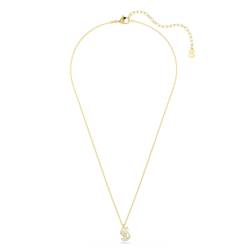 swarovski swan pendant  mixed cuts  swan  white  18k gold finish
