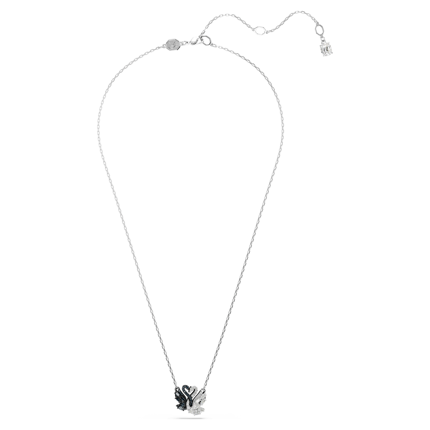 swarovski swan pendant  swan  black  rhodium plated