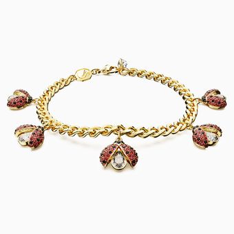Idyllia bracelet, Ladybug, Red, Gold-tone plated