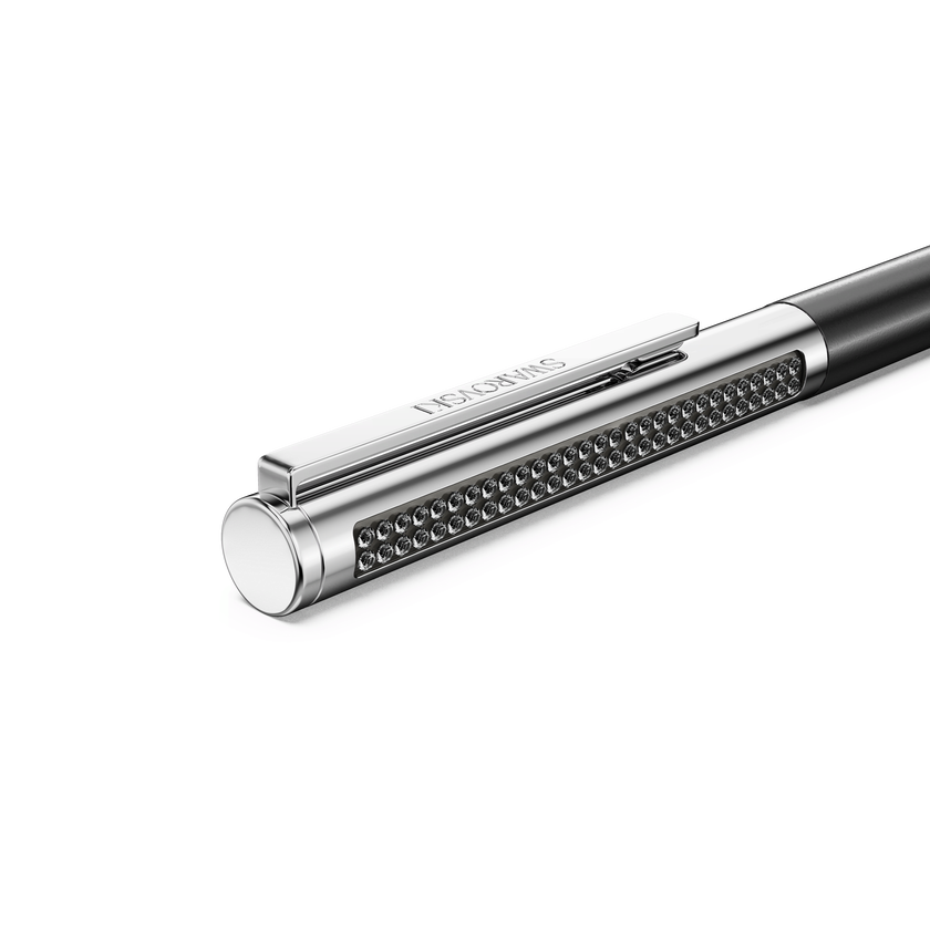 swarovski matrix tennis ballpoint pen  black lacquered  chrome plated