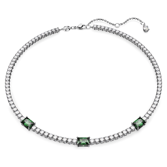 swarovski matrix tennis necklace mixed cuts green rhodium plated