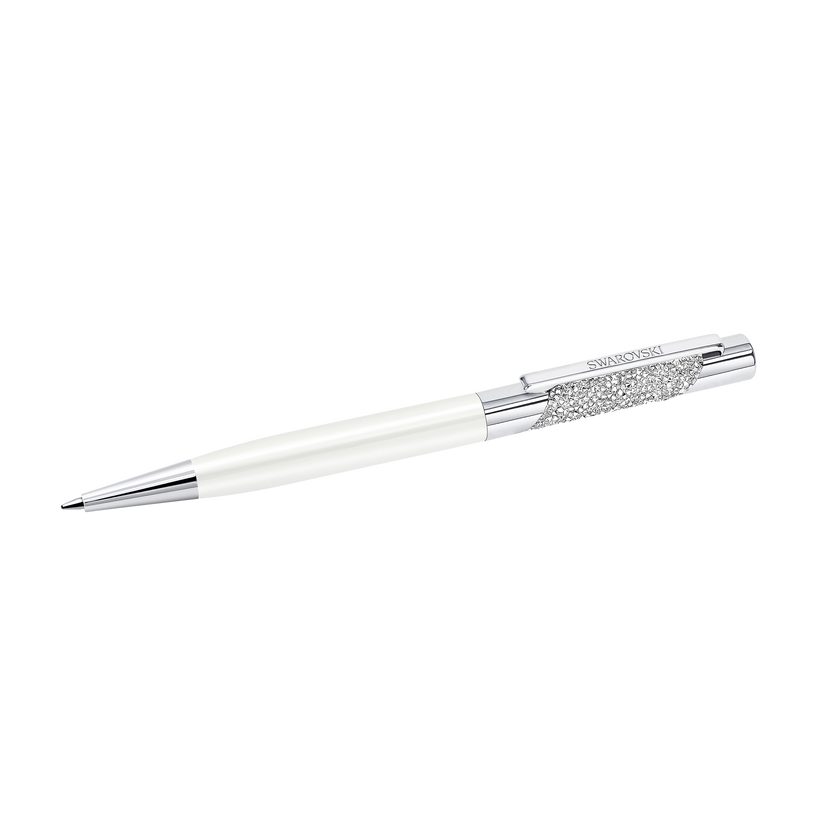 Eclipse Ballpoint Pen, White, Chrome Metal