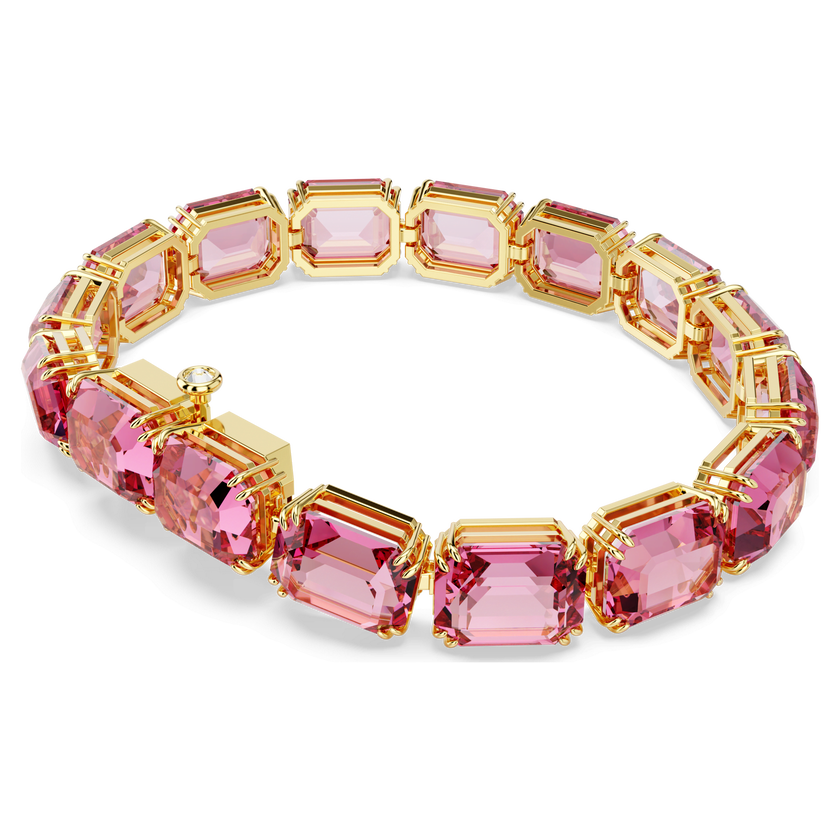 swarovski millenia tennis bracelet  octagon cut  color gradient  pink  gold tone plated