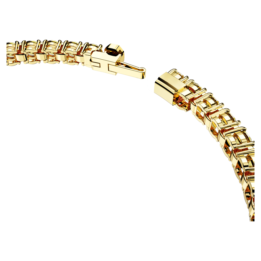 swarovski matrix tennis bracelet  round cut  yellow  gold tone plated