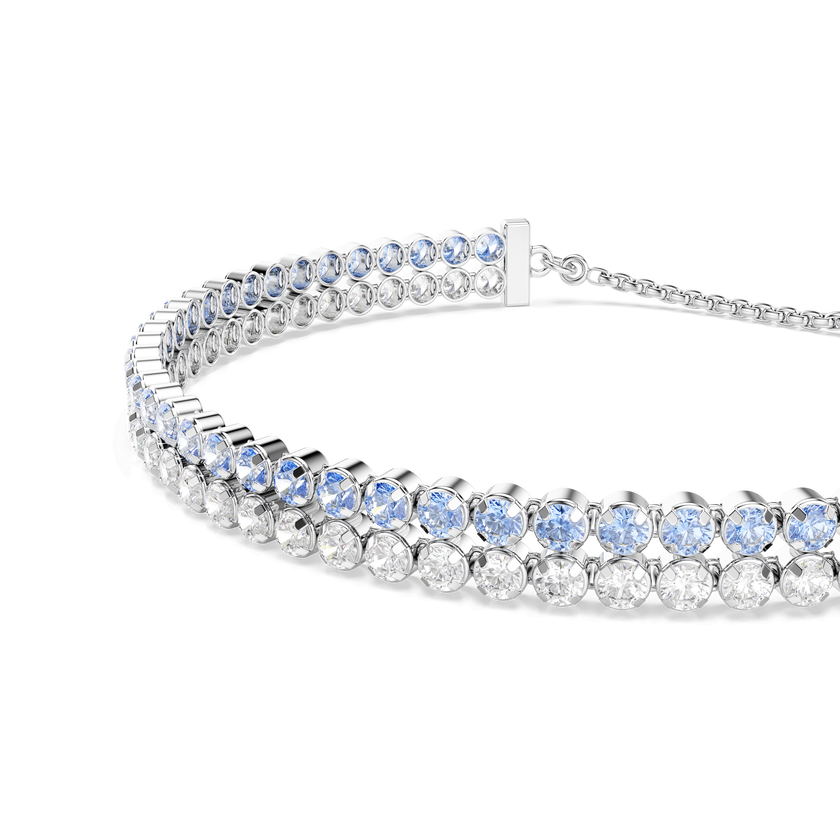 swarovski matrix bracelet  round cut  blue  rhodium plated