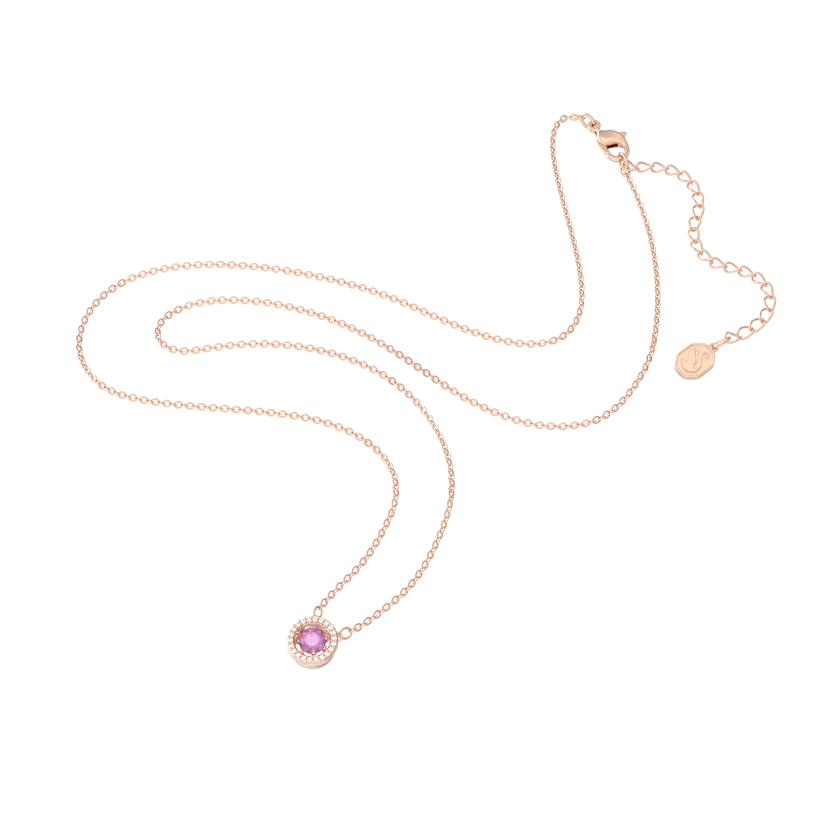 swarovski sparkling dance pendant  round cut  long  purple  rose gold tone plated