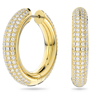 swarovski dextera hoop earrings  medium  white  18k gold finish