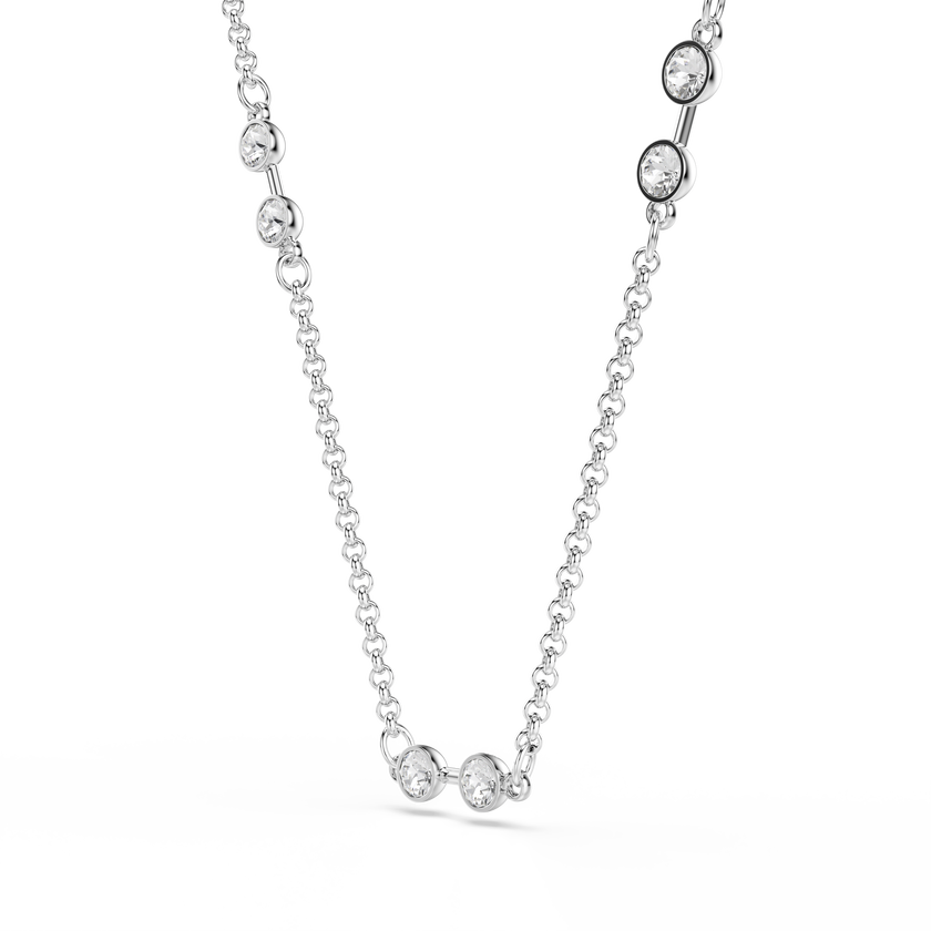 swarovski remix necklace  round cut  white  gold tone plated