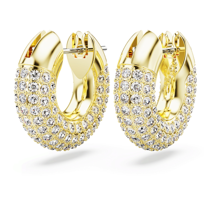 swarovski dextera hoop earrings  small  white  18k gold finish