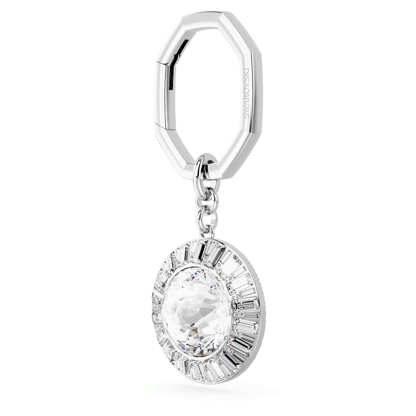 swarovski key ring  round cut  white  rhodium plated