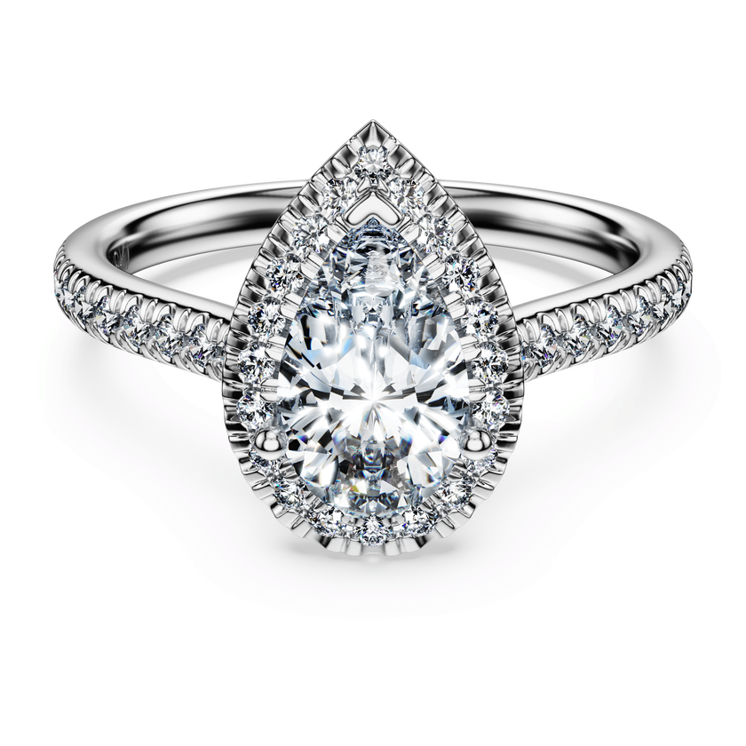 swarovski eternity halo solitaire ring  lab grown diamonds 1 3 ct tw  pear shape  18k white gold