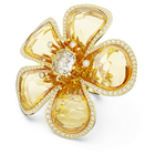 swarovski florere cocktail ring flower yellow gold tone plated