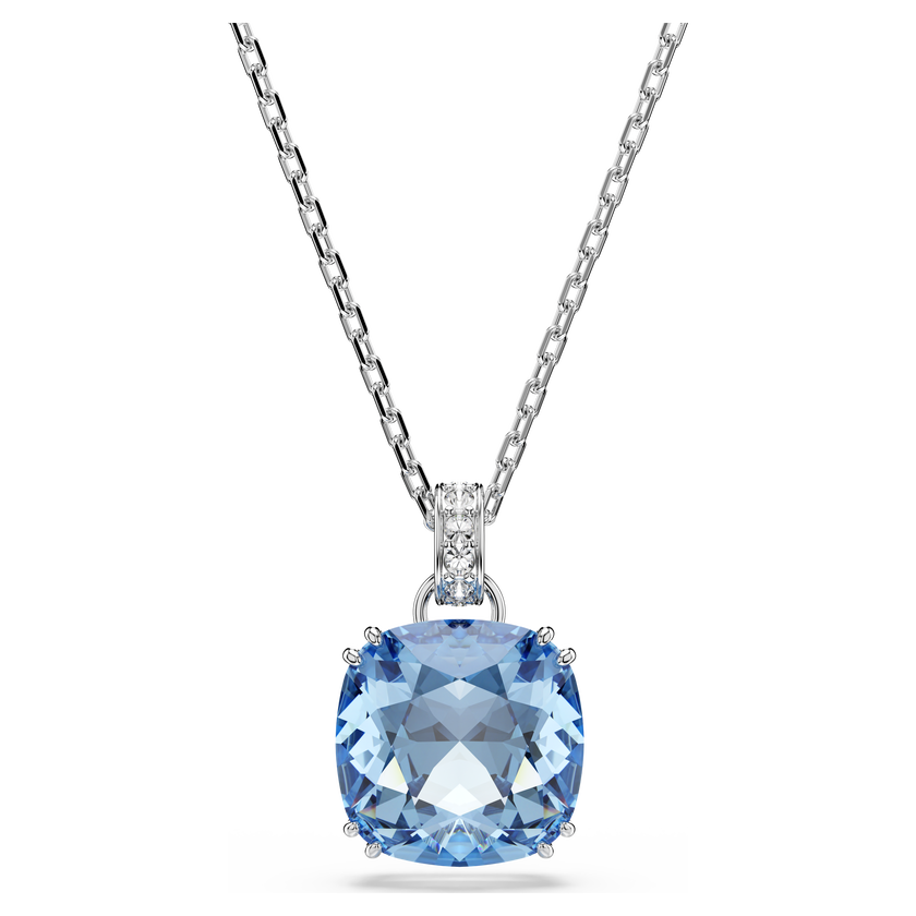 swarovski millenia pendant  cushion cut  blue  rhodium plated