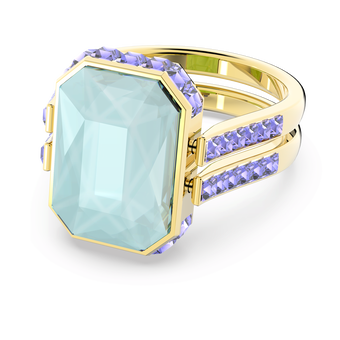 swarovski chroma ring octagon cut multicolored gold tone plated