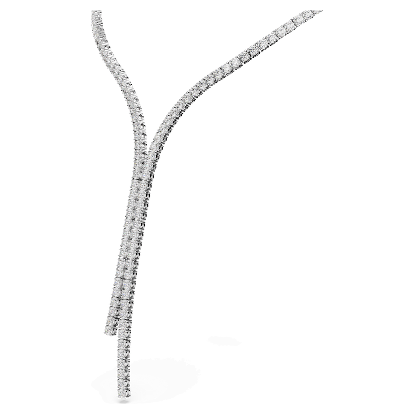 swarovski matrix y necklace  round cut  white  rhodium plated
