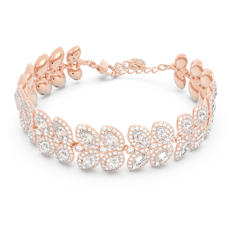 swarovski baron bracelet  leaf  white  rose gold tone plated