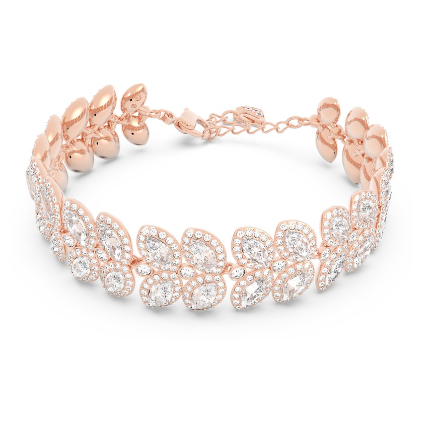 swarovski baron bracelet  leaf  white  rose gold tone plated