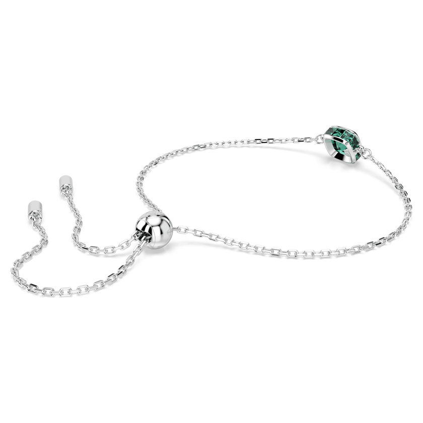swarovski birthstone bracelet  square cut  may  green  rhodium plated