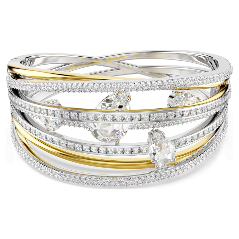 swarovski hyperbola bangle  mixed cuts  white  mixed metal finish