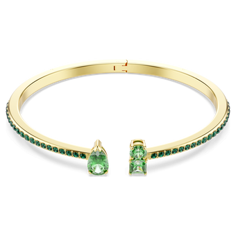 swarovski matrix cuff  mixed cuts  green  gold tone plated