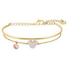 Mickey & Minnie Bangle, White, Gold-tone plated