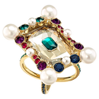 Vintage Opulescence Cocktail Ring, Multi-colored, Gold-tone plated