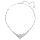 Dancing Swan Necklace, White, Rhodium plated
