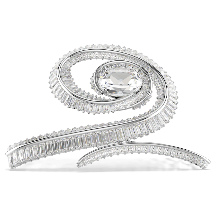 ariana grande x swarovski hair clip  crystal pearl  baguette cut  white  rhodium plated