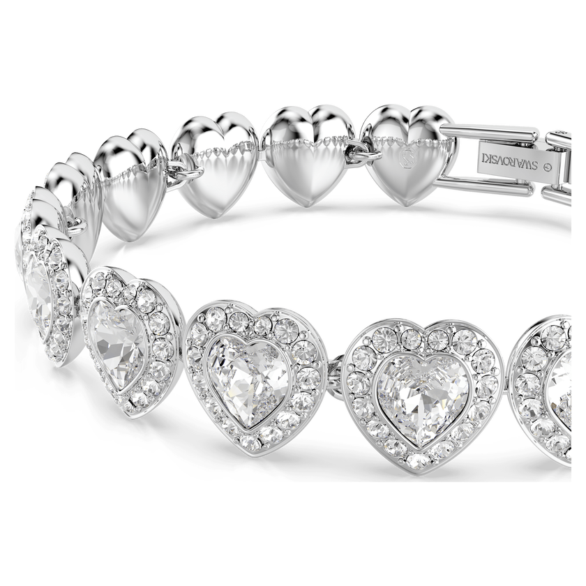 ariana grande x swarovski tennis bracelet  mixed cuts  heart  white  rhodium plated