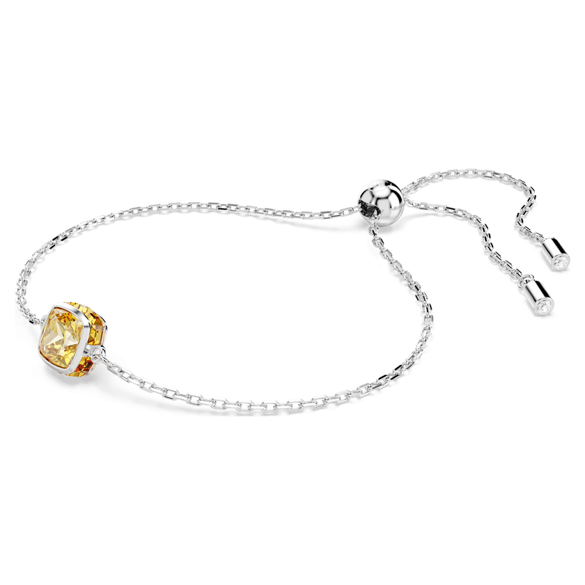 swarovski birthstone bracelet  square cut  november  yellow  rhodium plated