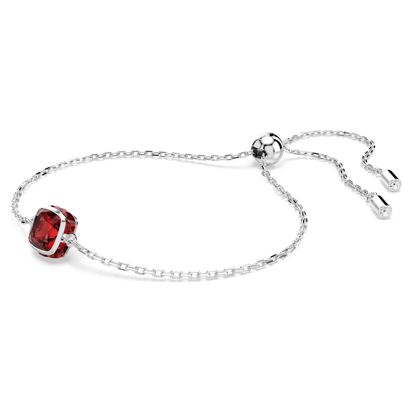 swarovski birthstone bracelet  square cut  january  red  rhodium plated