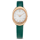 swarovski imber watch swiss made leather strap green rose gold tone finish