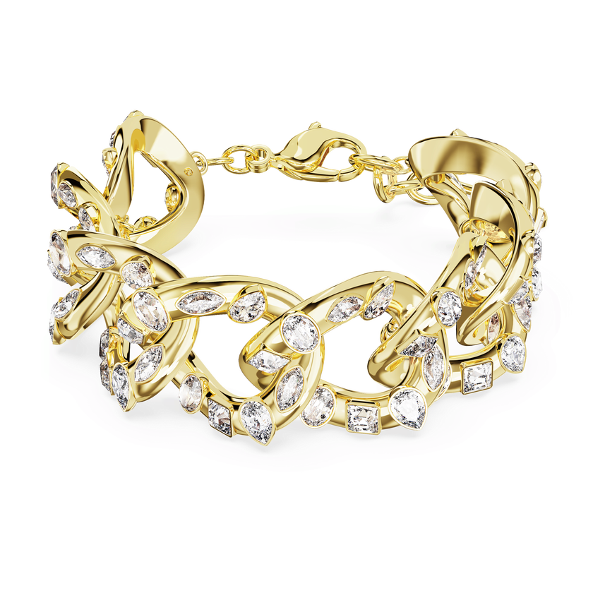 swarovski imber bracelet  statement  mixed cuts  white  gold tone plated