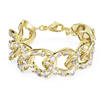 Imber bracelet, Statement, Mixed cuts, White, Gold-tone plated swarovski imber bracelet  statement  mixed cuts  white  gold tone plated
