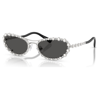 swarovski sunglasses  oval shape  2 in 1 clip on  sk7044  silver tone