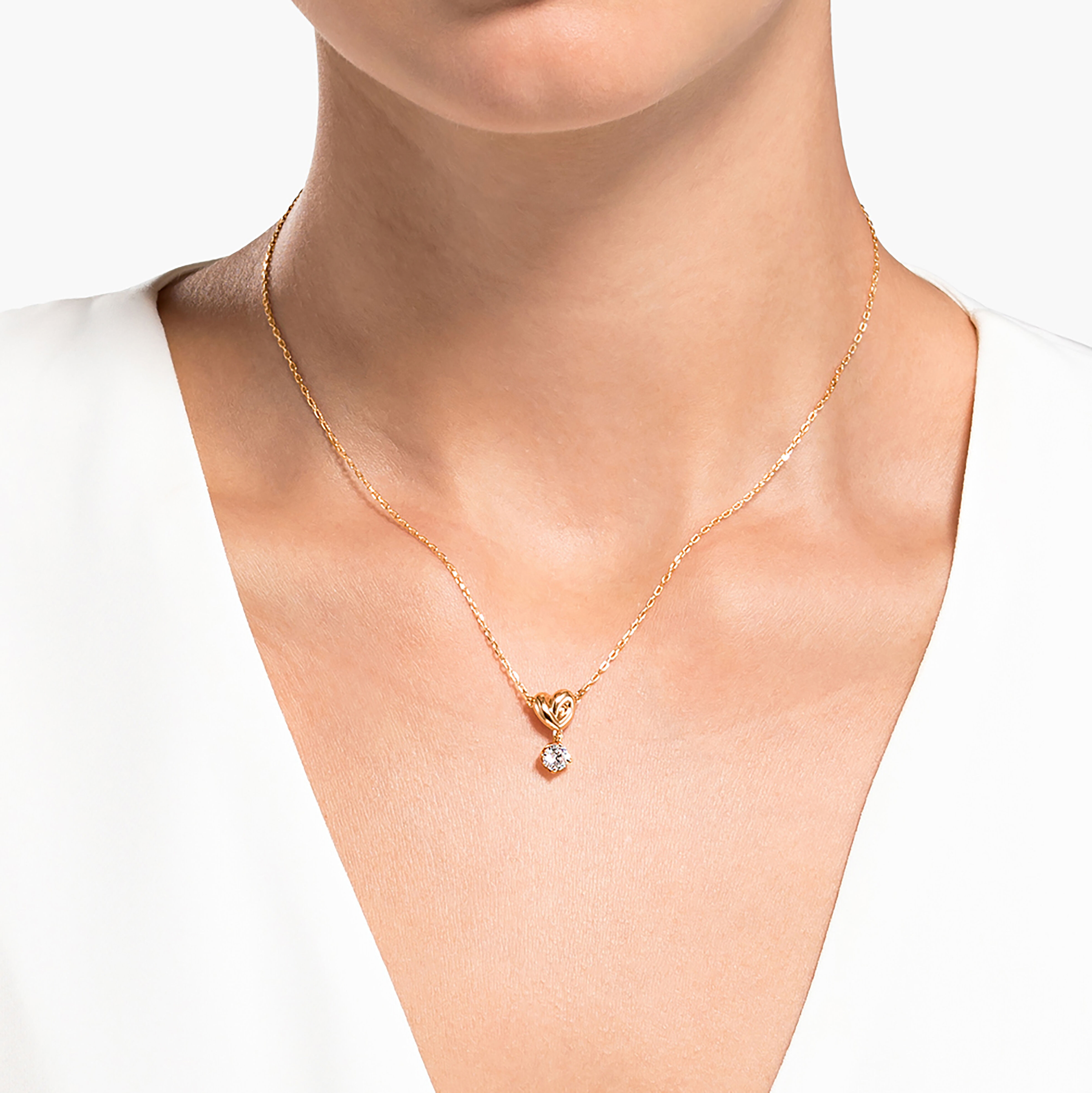 Buy Swarovski Lifelong Heart pendant White Rose gold tone plated