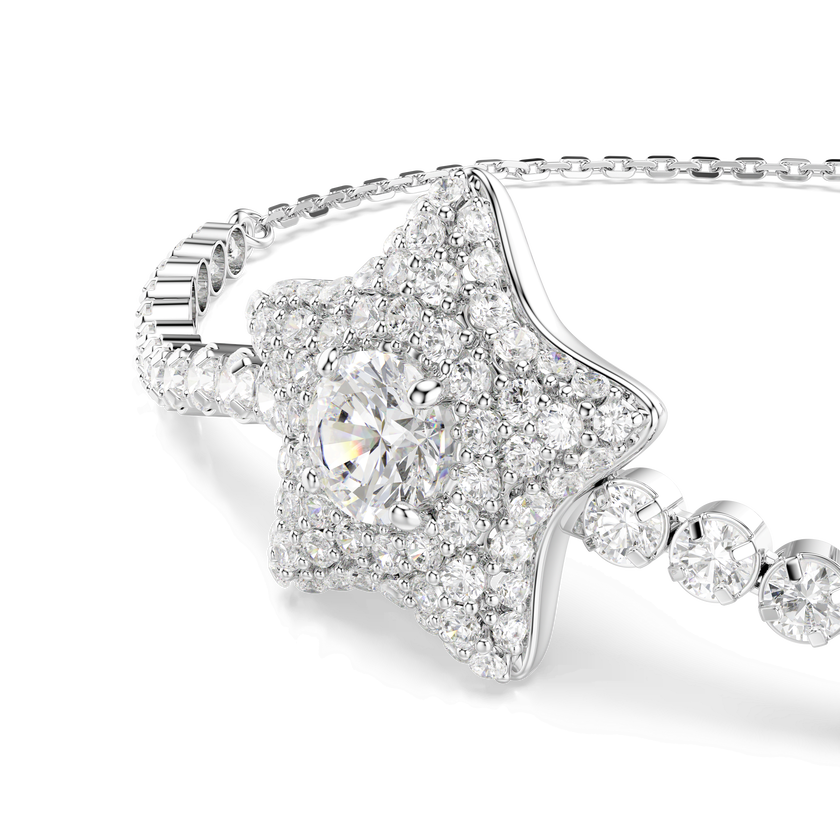 swarovski sublima bracelet  round cut  star  white  rhodium plated