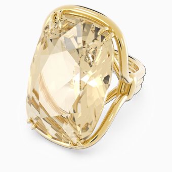 Harmonia cocktail ring, Oversized crystal, Gold tone, Gold-tone plated